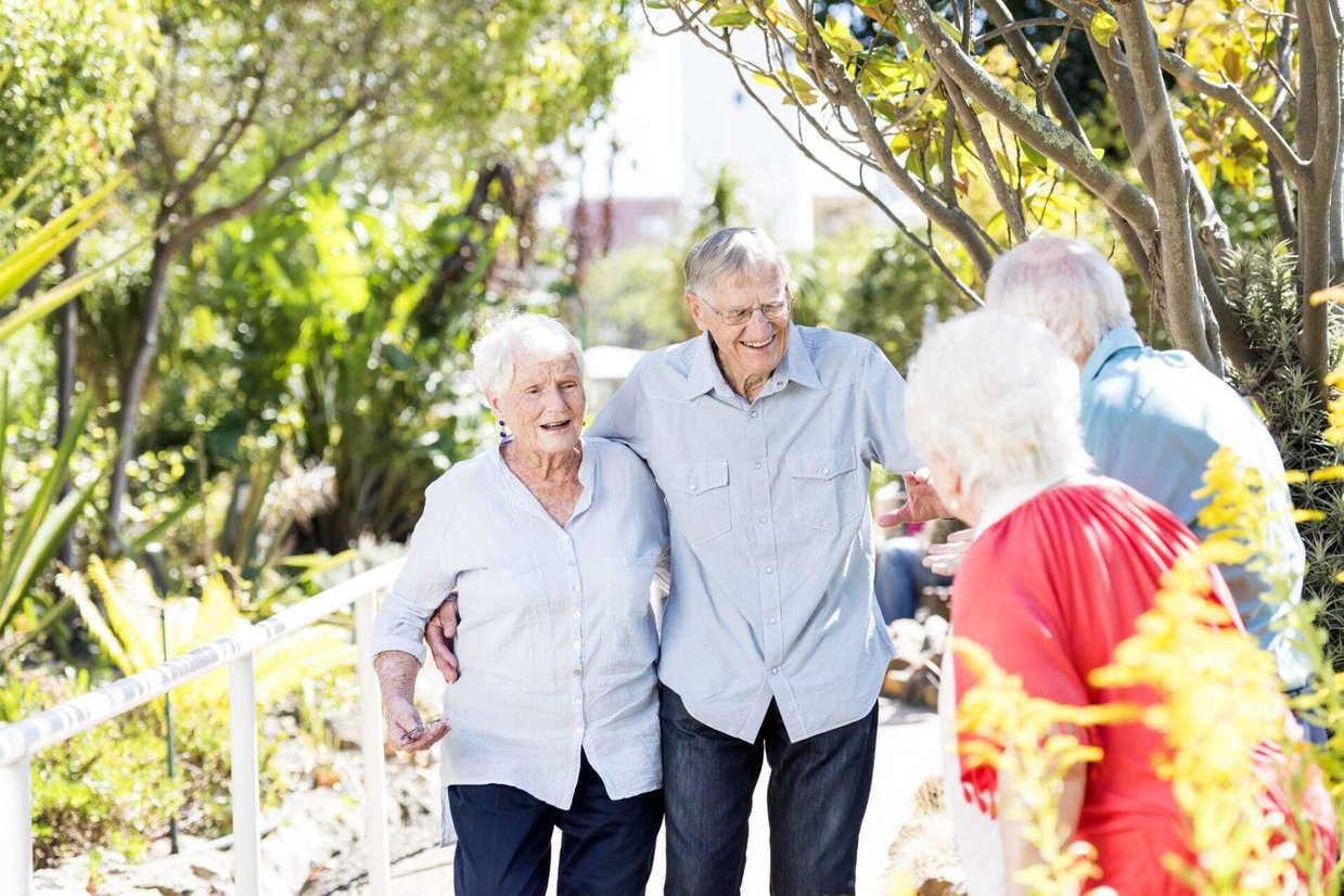 senior couples on a boardwalk